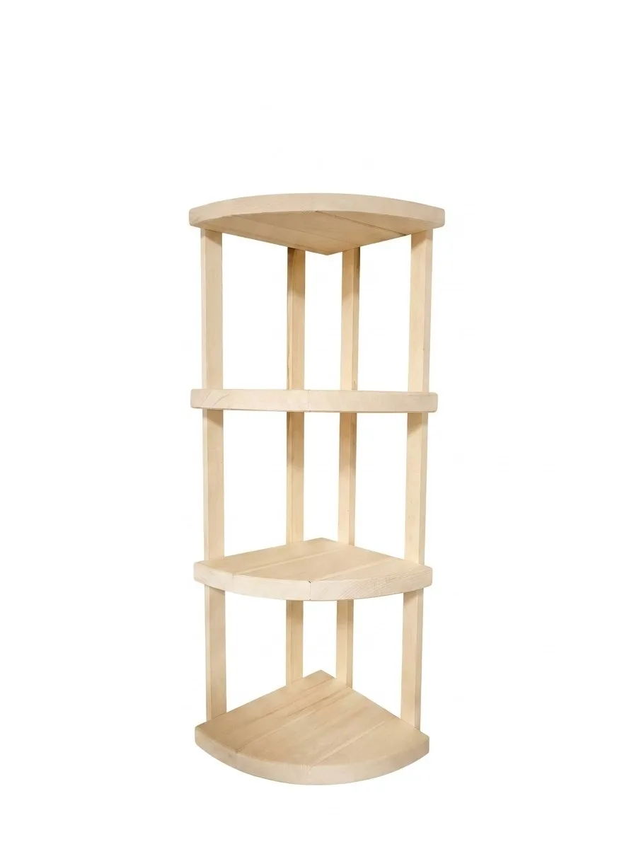 Полка угловая из осины, 4 яруса