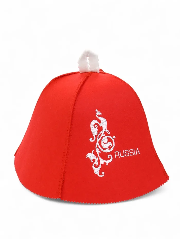Шапка-колпак для бани «Russia», красная