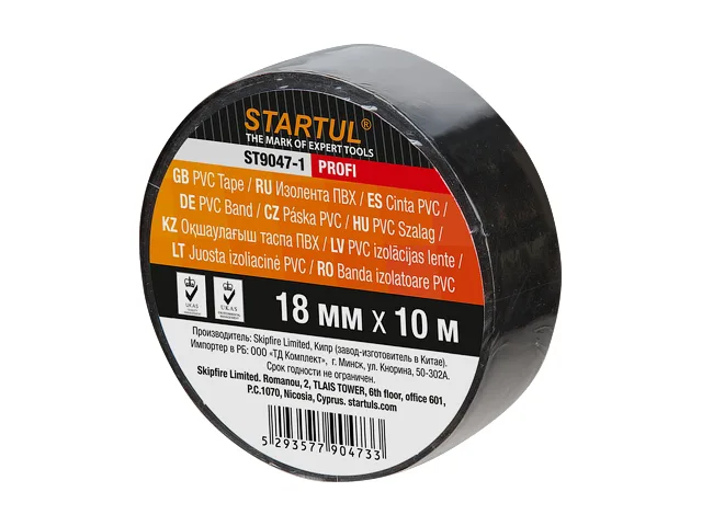 Изолента ПВХ15ммх10м в черная STARTUL
