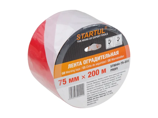 Лента сигнальная бело-красная 75ммх200м STARTUL PROFI