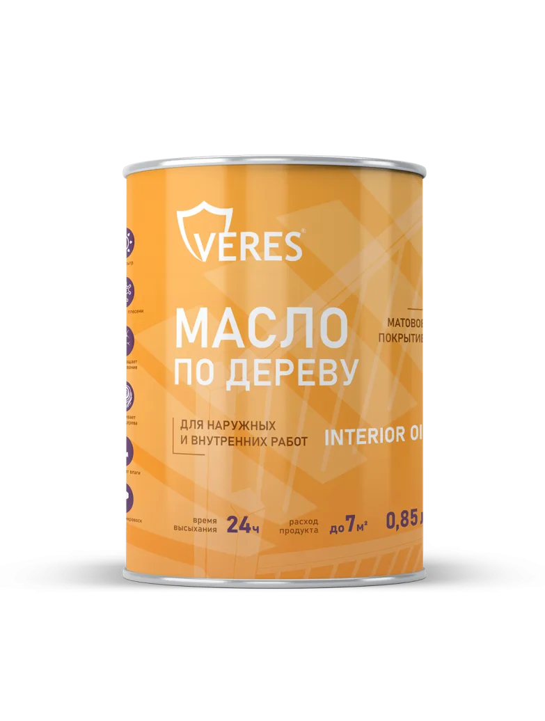 Масло по дереву "INTERIOR OIL" белый 0,85л "VERES"